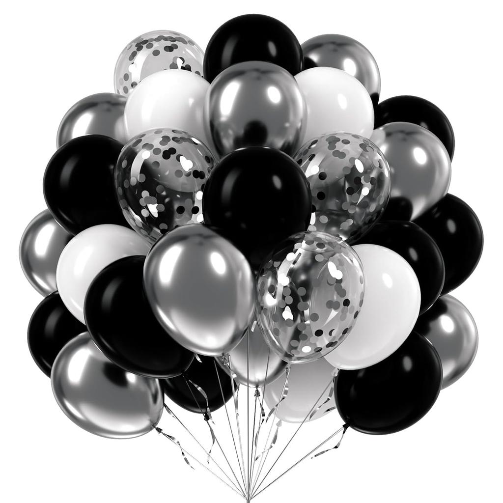 12inch 60pcs multi-color latex balloon set with confetti, suitable for weddings, birthdays, pop parties, bridal showers