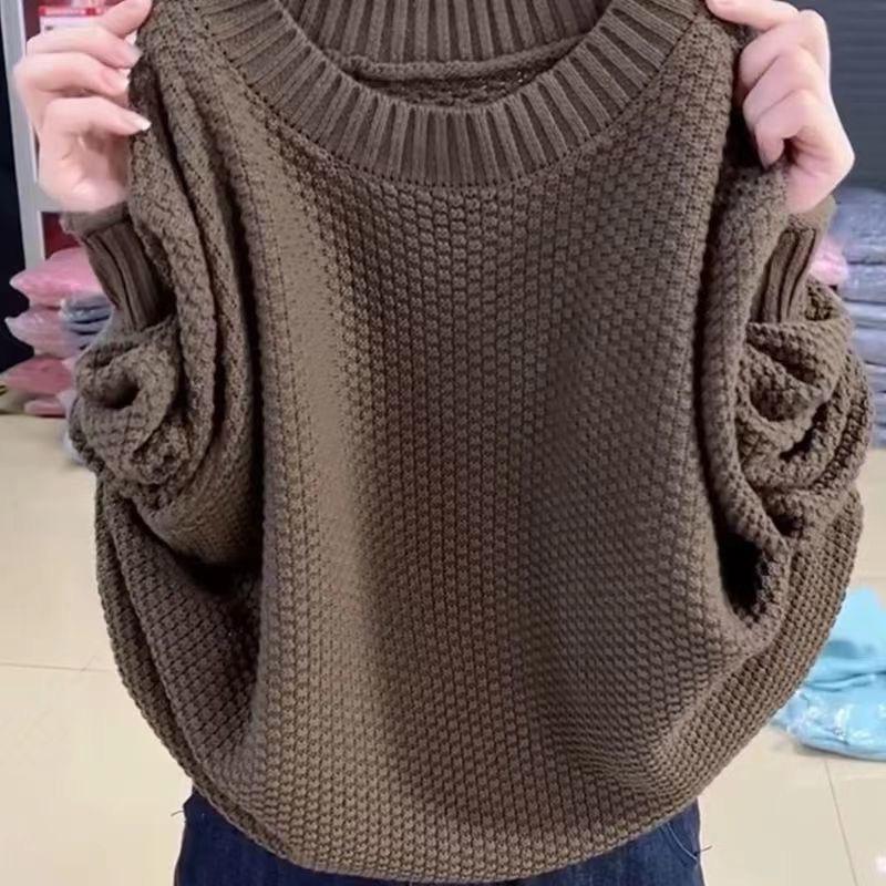Autumn Winter Round Neck Mom Wear Loose Knit Pullover Sweater Middle Age Casual Outerwear Top