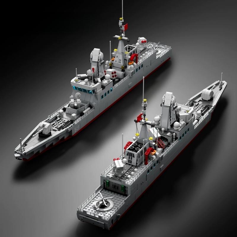 054B Frigate Building Blocks, Military Collection Assembled Model Ornaments, Aircraft Carrier Figures, Boy Toys Gifts