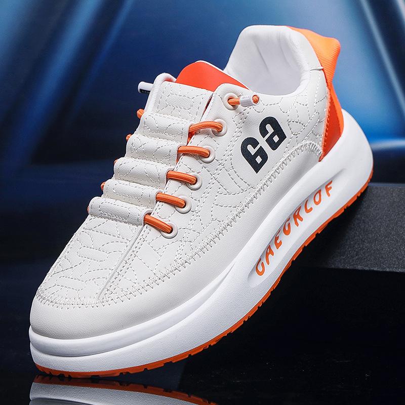 

Board shoes men s platform Forrest Gump shoes fashion casual lace-up free sports shoes leather trendy shoes one pedal white shoes men 44 бежевий