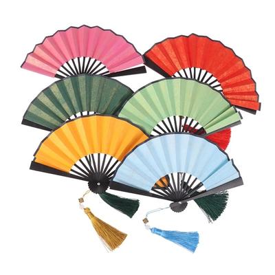Heimdeko 4 Zoll Faltfächer Mini Tragbar Hanfu Fächer Vergoldetes Reispapier Antiker Quasten Papierfächer Gehalten Tanzfächer