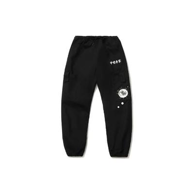 Li Ning X OG Slick Collaboration Graffiti Print Cuffed Sports Pants Women Pants Black AKXR100-2