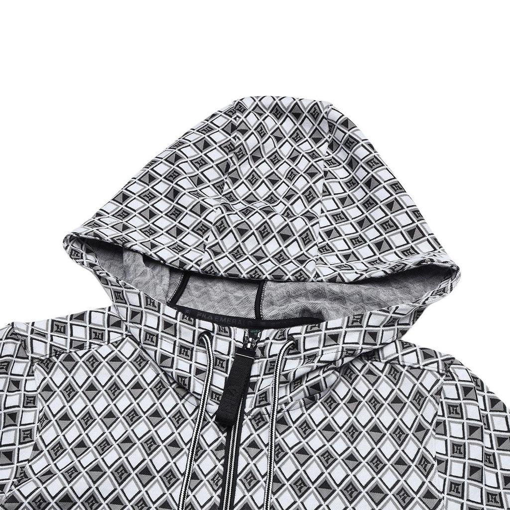 FILA Emerald Plaid Hooded Casual Knit Jacket Women jackets F11W414502F-ZB