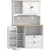 Kitchen Sideboard, High, 3 Doors, 2 Drawers, Worktop, Open Compartments, White