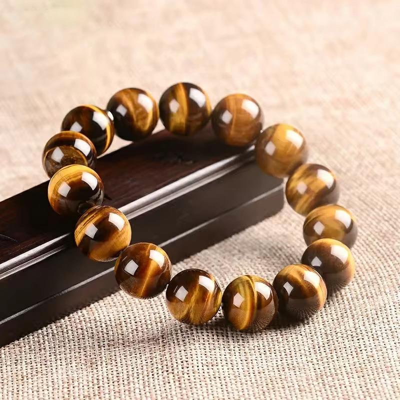 Bracciale Occhio di Tigre alla Moda Uomo e Donna Fascino Gioielli in Pietra Naturale Buddha Curativo Corda Elastica Bracciale con Perline di Cristallo per Coppia