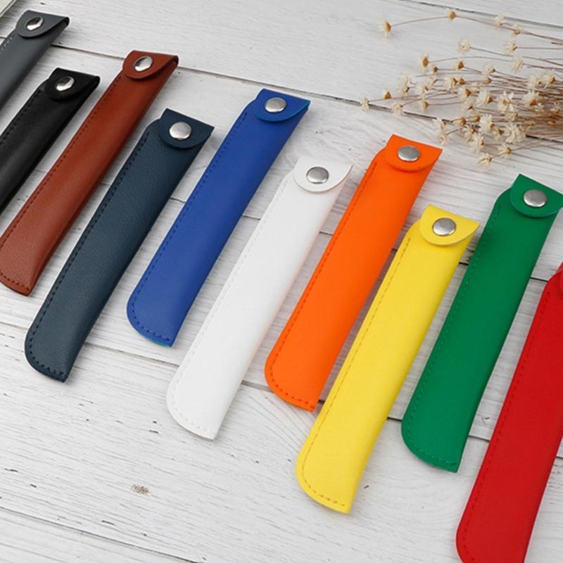 Solid Color Pencil Bag Retro Pencil Case Pen Bag Pen Case PU Leather Pencil Organisers Pencil Pouch for Ballpoint Pen