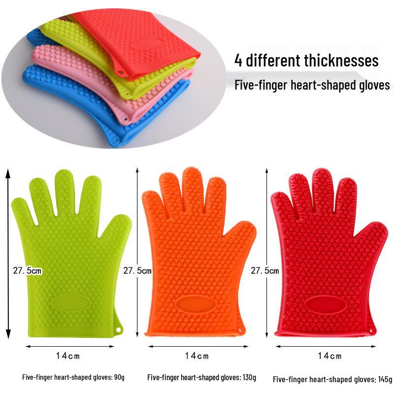Stern Herz Silikon Ofenhandschuhe, Hitzebeständig, Wasserdicht, Rutschfest.