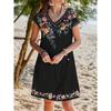 Summer New Short Sleeve A Line Vacation Casual Dresses Women Fashion Loose Waist Elegant Print Short Dress Women Vintage Slim Beach Ladies Dress 25881