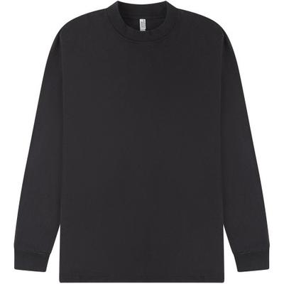 Mens Acid Wash Combed Ringspun Cotton Extended Neckline Oversized Long-Sleeved T-Shirt