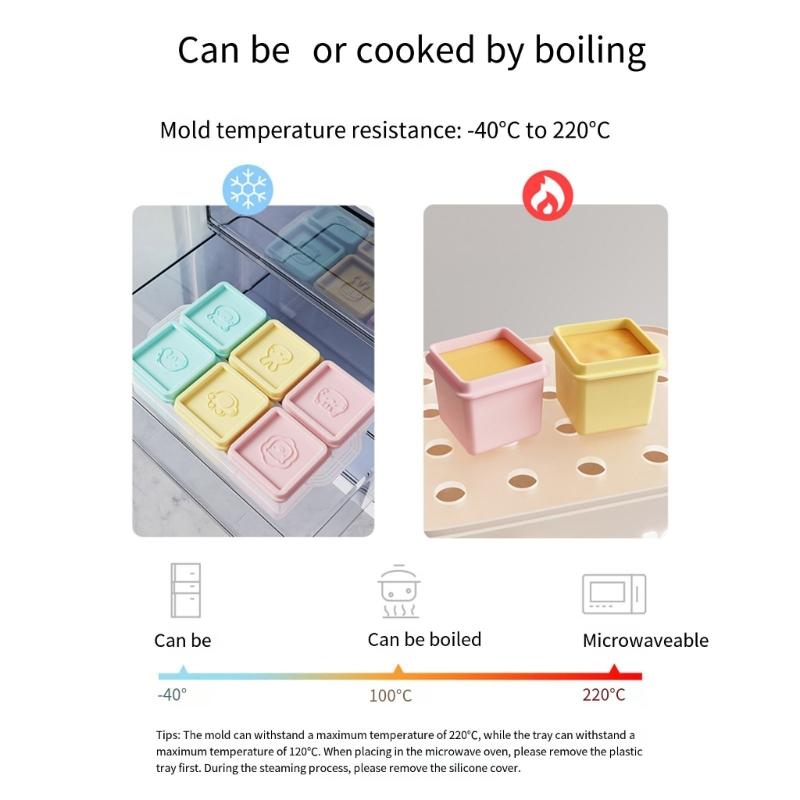 Dishwasher Safe Baby Food Storage Container 6 Grids Silicone Snacks Organizers Freezer To Microwave Snacks Box With Lid