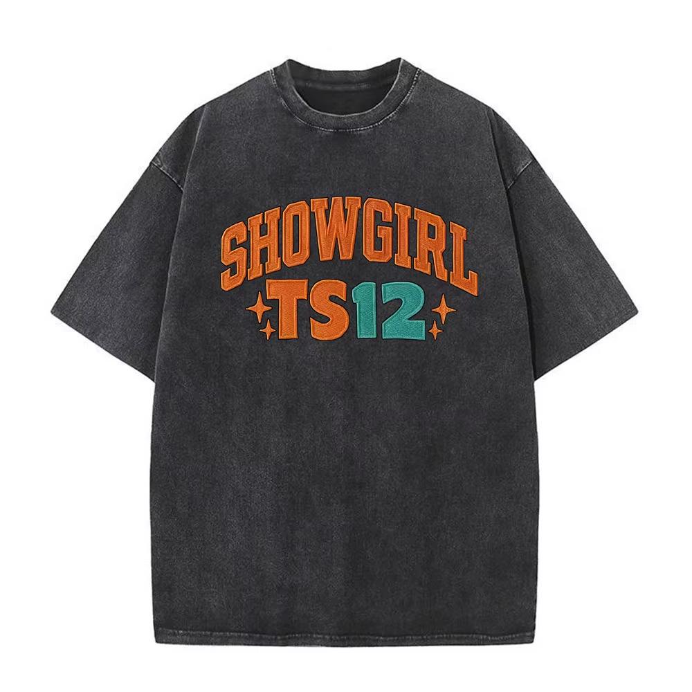 The Life of A Showgirl Album Merch Tshirts Fan Gifts Mens Women Clothing Vintage Washed Cotton Oversized Short Sleeve T Shirts