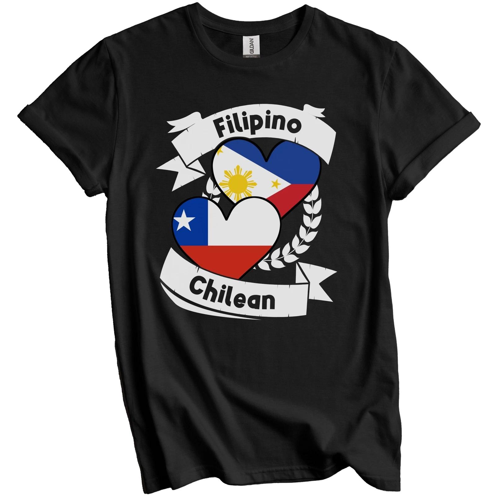 Filipino Chilean Heart Flags Philippines Chile T-Shirt XL