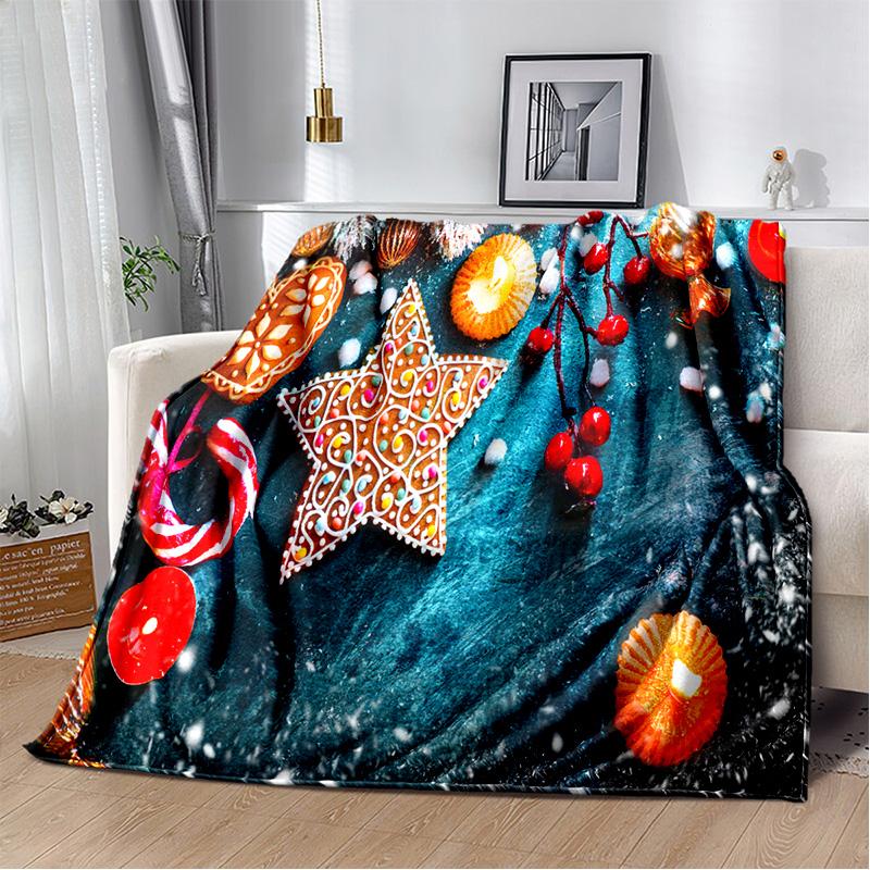 Cartoon Santa Claus Merry Christmas Tree Kid Gift  Soft Plush Blanket,Flannel Blanket Throw Blanket for Living Room Bedroom Sofa