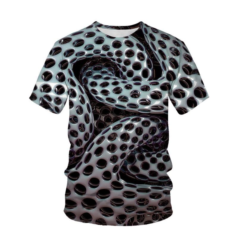 

Летняя Новая Клетчатая Футболка с Круглым Вырезом «Вихрь» с 3D Цифровой Печатью Повседневная Мужская Футболка с Коротким Рукавом 6XL