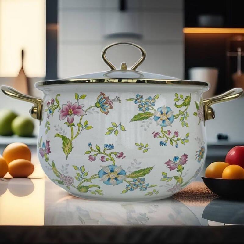 

Эмалированная кастрюля LIEI с русским цветочным узором