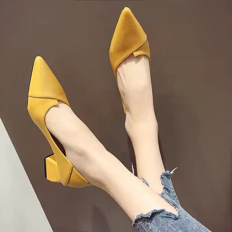 2025 New Pointed Mid Heel Women's Shoes Shallow Mouth Single Shoes Women's Fashion High Heel Women's Shoes