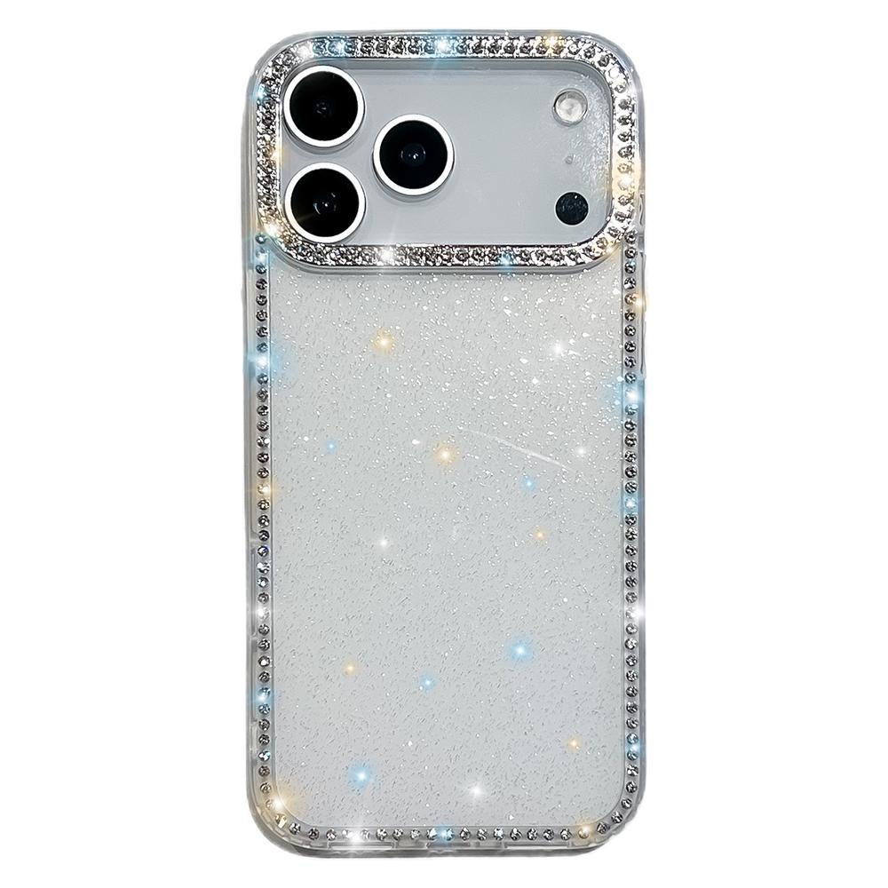 For iPhone 17 Pro Max Case Rhinestone Edge Glitter Back TPU+PC IMD Phone Cover