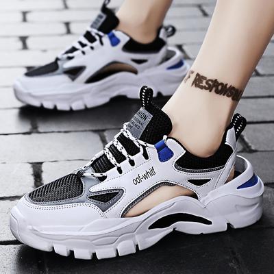 Men's Hollow Breathable Sports Sandals 2024 Summer New Lace Up Platform Casual Frame Shoes for Men Outdoor Male Chunky Sneakers