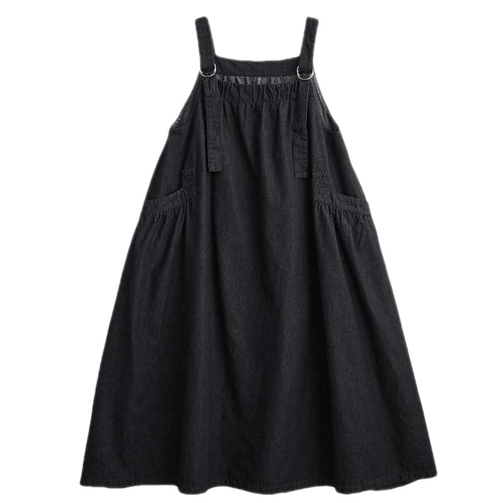 Denim Jumper Overall Cami Layered Cami Long Overalls Denim Solid Maxi Oversized Sleeveless [Pinyifang] Women's Skirt, Skirt, Dress, Dress, Dress,