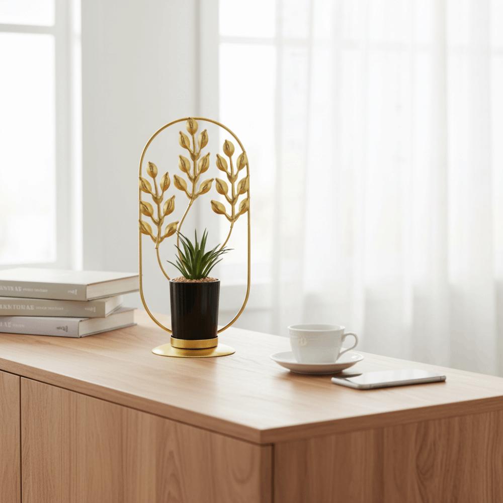 Creative Design Metal Potted Ornaments Glass Flower Pot Artificial Succulent  Living Room