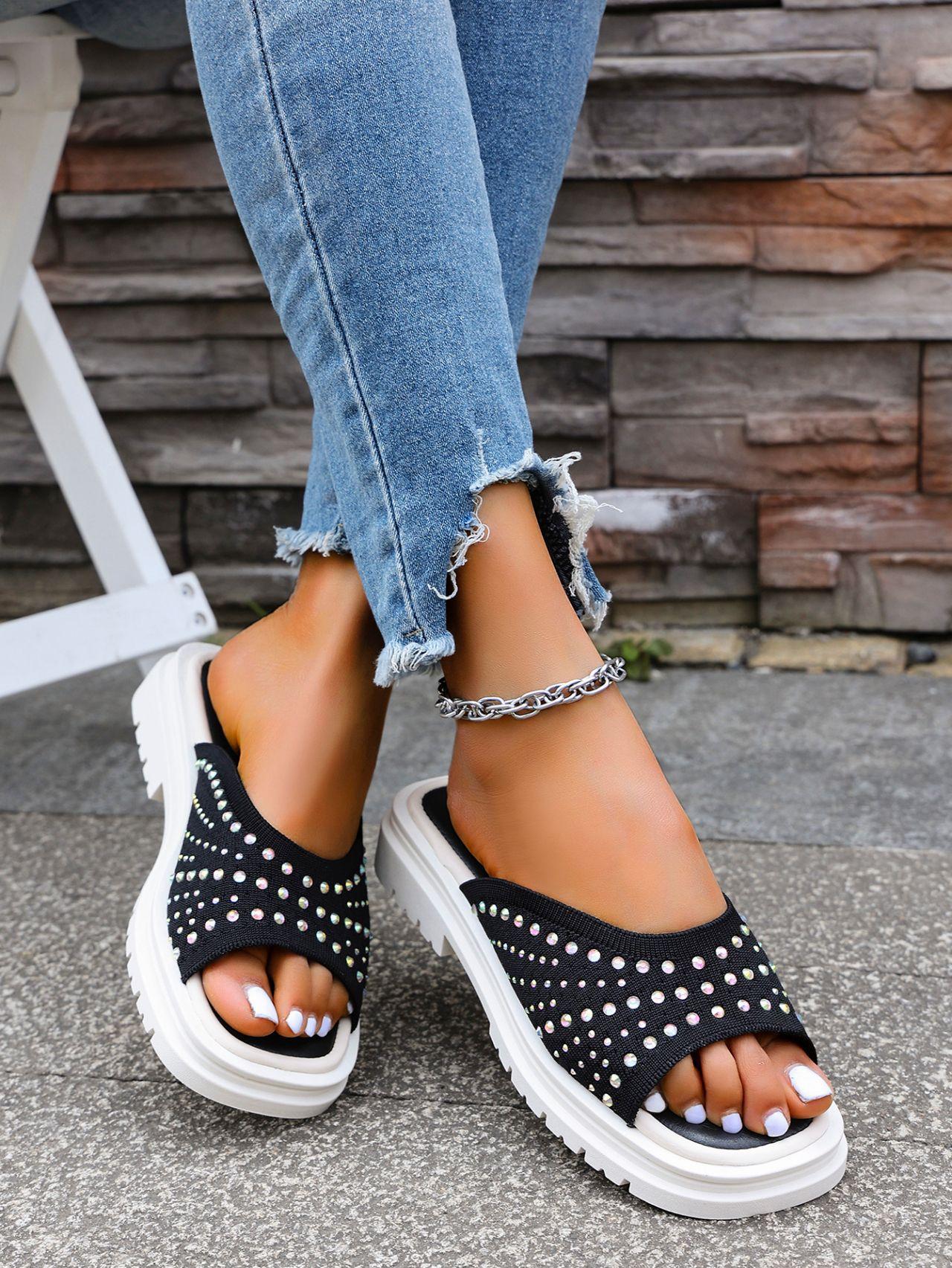 

Европейские и американские крутые шлепанцы большого размера на одно слово для женской летней носки Новогодние ретро римские пляжные сандалии на толстой подошве в наличии 43 чёрный