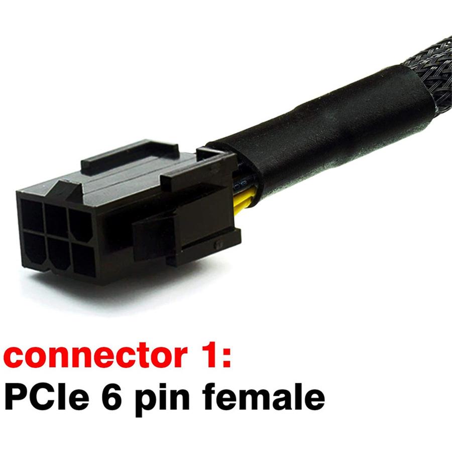 PCI Express Splitter Cable 6-pin to 2x PCI Express 6+2-pin 18 AWG Black Sleeved