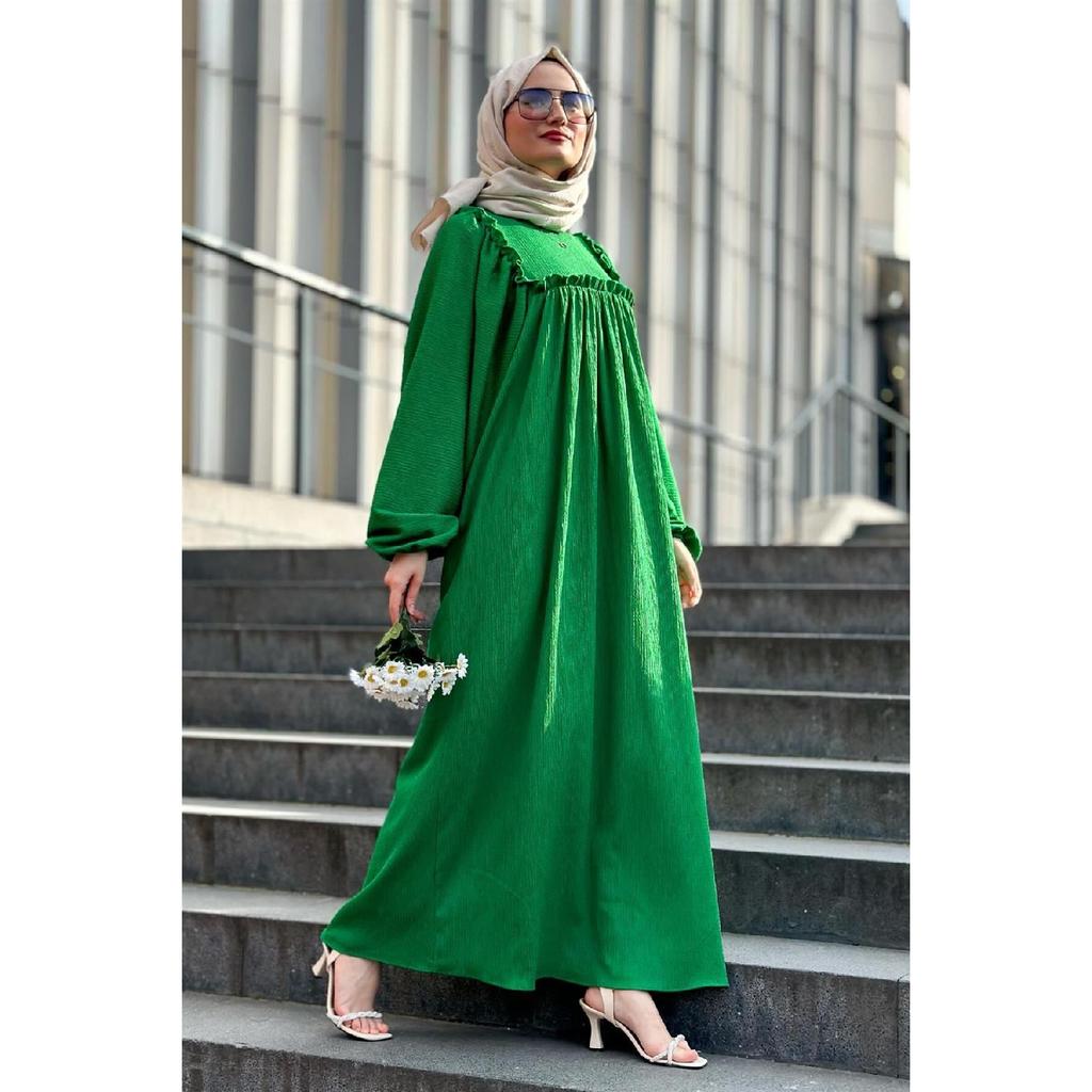 Ruffled Robe Wrap Dress-black