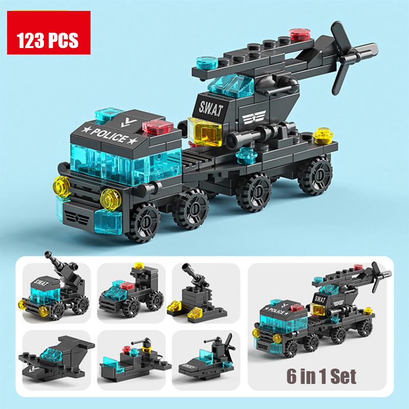 City Ambulance Fire Engine Airplane Car Helicopter Carrier Vehicle DIY Assemble Aircraft Model Building Blocks Bricks Kids Toys