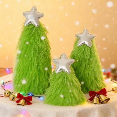 Yousheng Grün Plüsch Weihnachtsbaumschmuck Weiche Fellige Weihnachtsdeko mit Sternspitze Feiertags-Tischdekorationen Partyzubehör