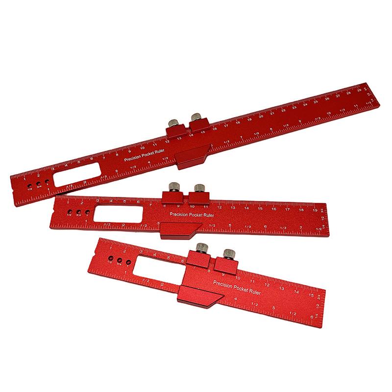 Precision T Type Pocket Ruler Inch Metric Measuring Tool With Slide Stop For Carpentry Marking Multi-function Measuring Aid Tool