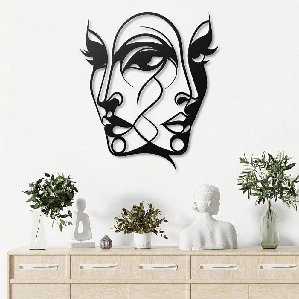 1 Piece Of Classic Abstract Female Face Metal Wall Art, An Original Pattern Sculpture, An Elegant Wall Decoration