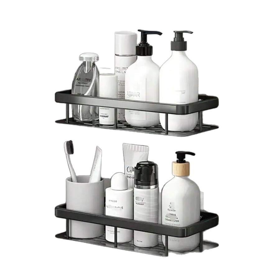 Large-Capacity No-Drill Wall-Mounted Organizer Rack for Bathroom or Kitchen, Space-Saving and Easy-to-Install Durable Storage Solution.