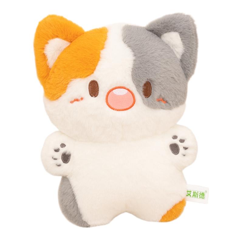 35/45cm 3-color Cat Plush Pillow Stuffed Cartoon Kawaii Animal Standing Kitten Back Support Plushie Sleeping Companion Gift