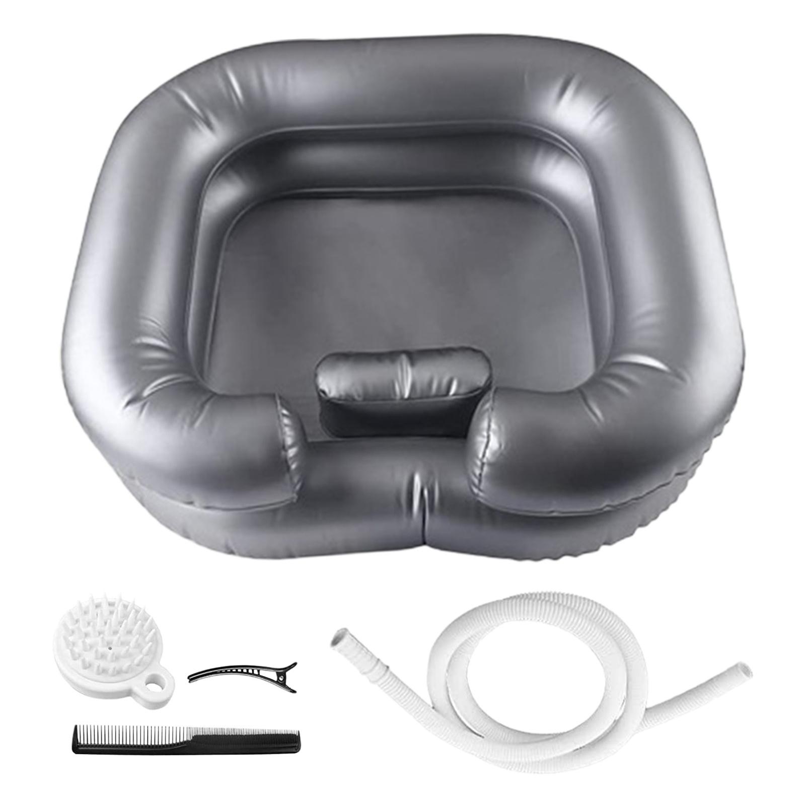 

Надувная домашняя ПВХ серая миска для шампуня - раковина для мытья волос с трубкой для ухода за лежачими больными серый