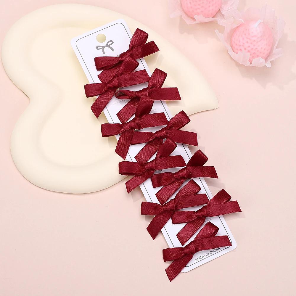 

4/6/8/10 шт. Детские милые однотонные мини-бантики с заколкой для волос для маленьких девочек, аксессуары для волос в балетном стиле с лентами и косичками 6pcs