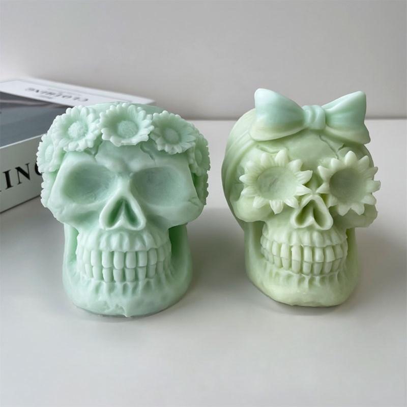 3D Skull Candle Silicone Mold DIY Halloween Decorative Soap Plaster Resin Molds