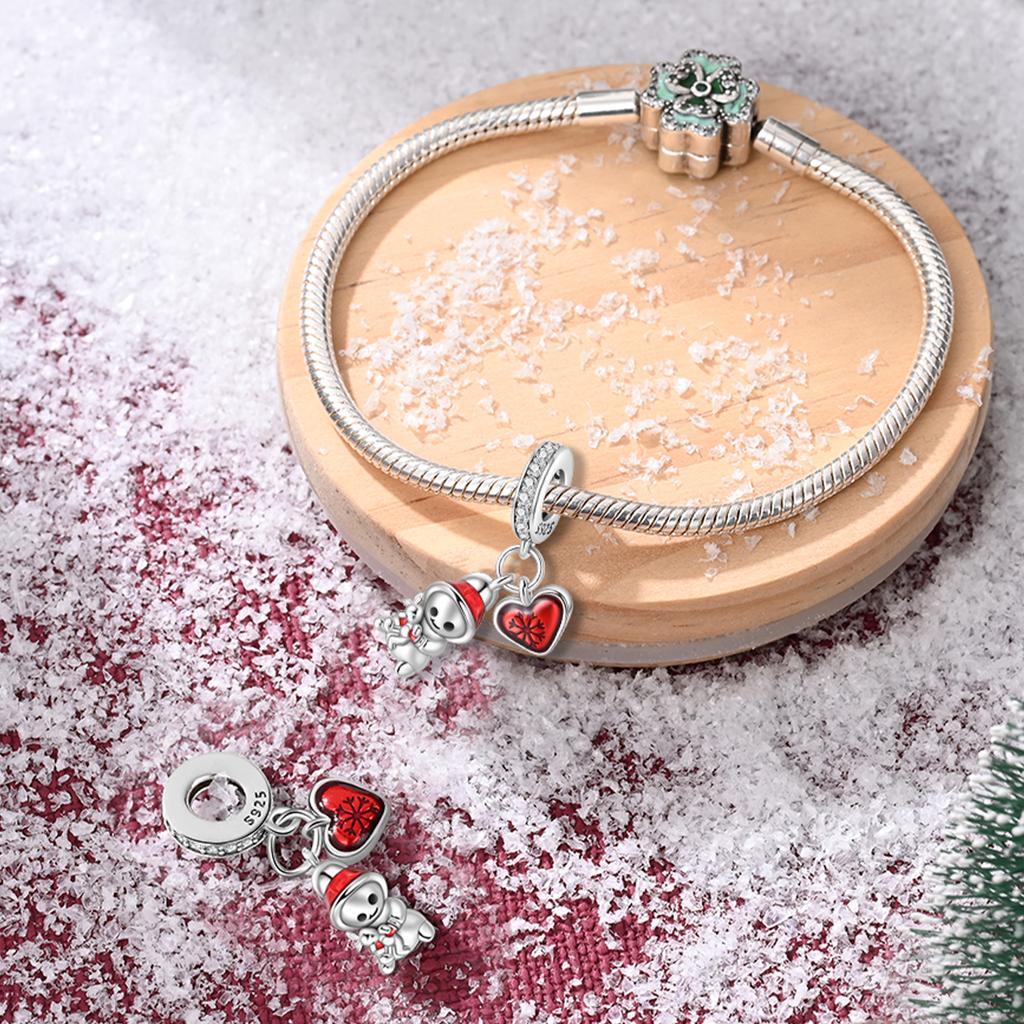 Christmas Originalcopper Charms Luxury Little Snowman Beads Fit Bracelet Diy Women Making Delicate Gift
