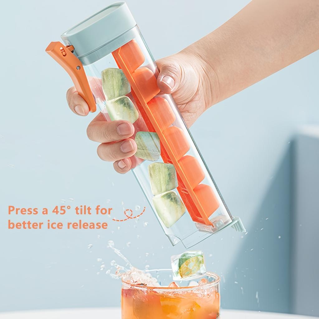 6pcs Plastic Ice Cube Trays, Single-Handed Press, Small Ice Molds for Refrigerator, Food-Grade Ice Storage Boxes, Home Use, Large Ice Trays