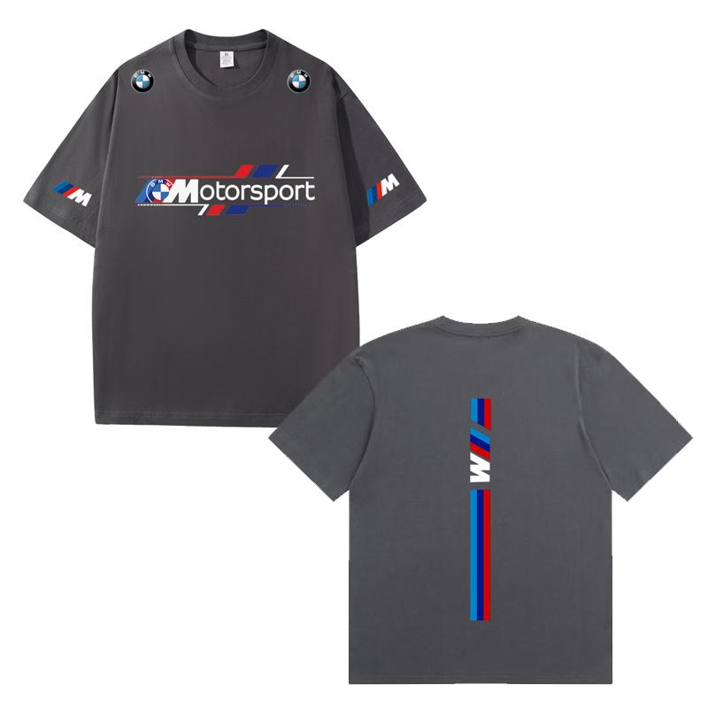 

D06-117 MINISO 2026 Літня BMW Motorsport Чоловіча Жіноча 100% Бавовняна Футболка Вболівальник гоночного автомобіля Повсякденна з коротким рукавом З круглим вирізом Верх M сірий