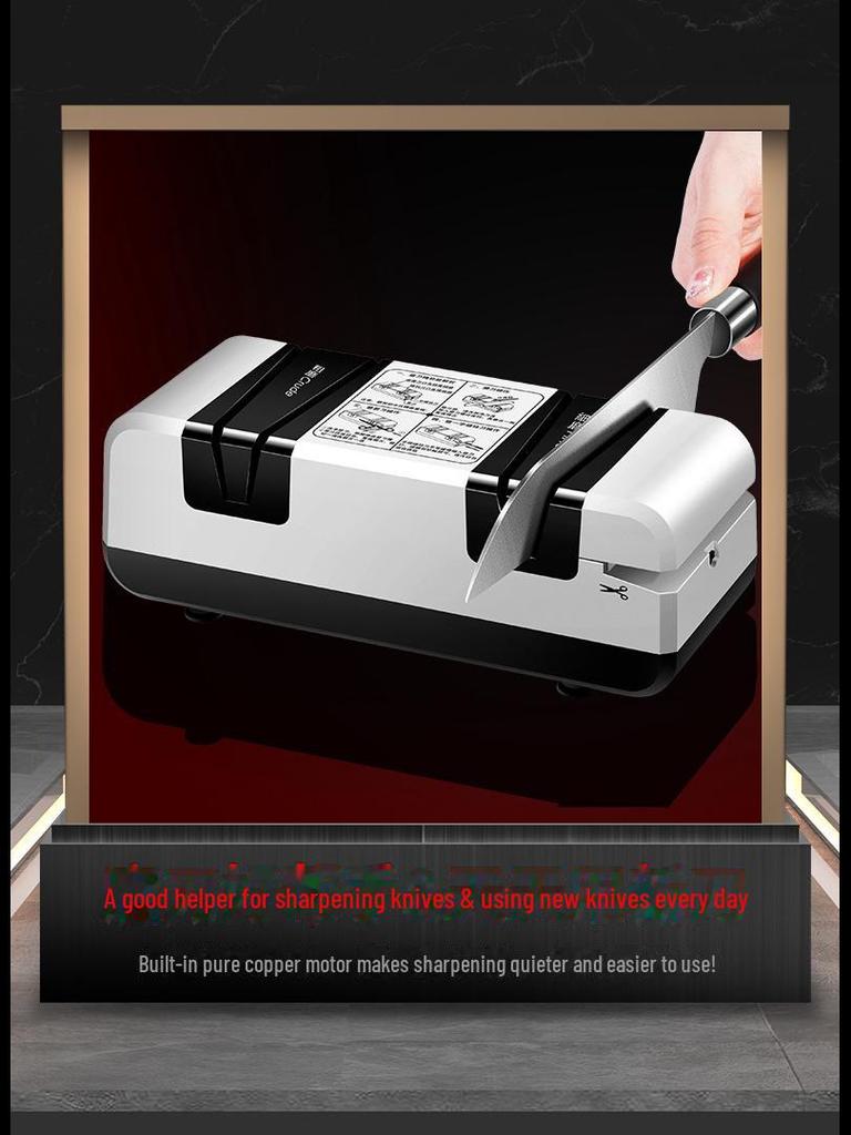 Automated Multi-Use Electric Knife Sharpener with Diamond and Jade Components