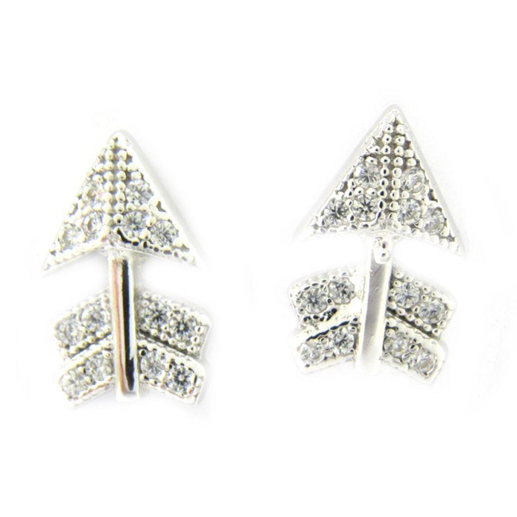 Les Trésors De Lily [L7448] - Boucles Argent 'Flèche de Cupidon' Blanc argenté (rhodié) - 10x5 mm