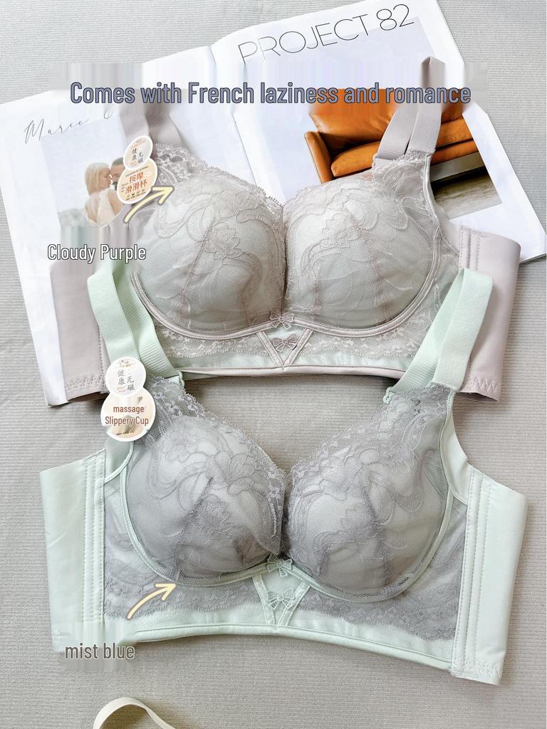 Trådlös W-formad Halvmåne Anti-hängning BH: Lyft & Stöd med Spets Justerbar Design