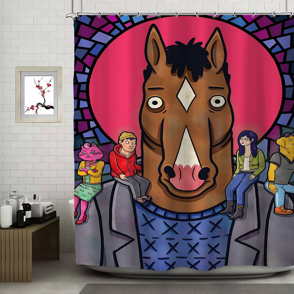 B-BoJack Horseman Art Shower Curtain Summer Beach Bathroom Decorative Shower Curtain, Waterproof