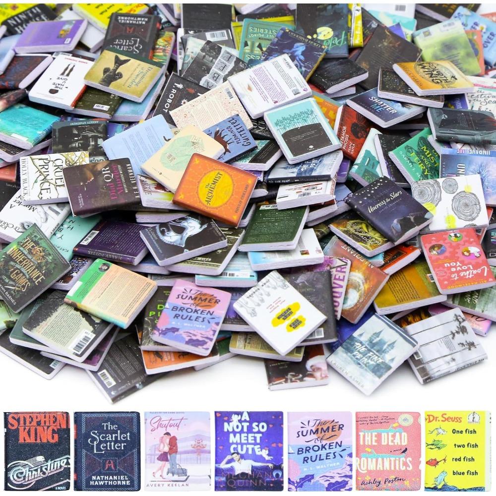 

200 шт. Мини-книги для книжной полки от тревожности, Миниатюрные книги для кукольного домика, Ассорти маленьких книг, Аксессуары для декора мини-дома, Поделки, Офис