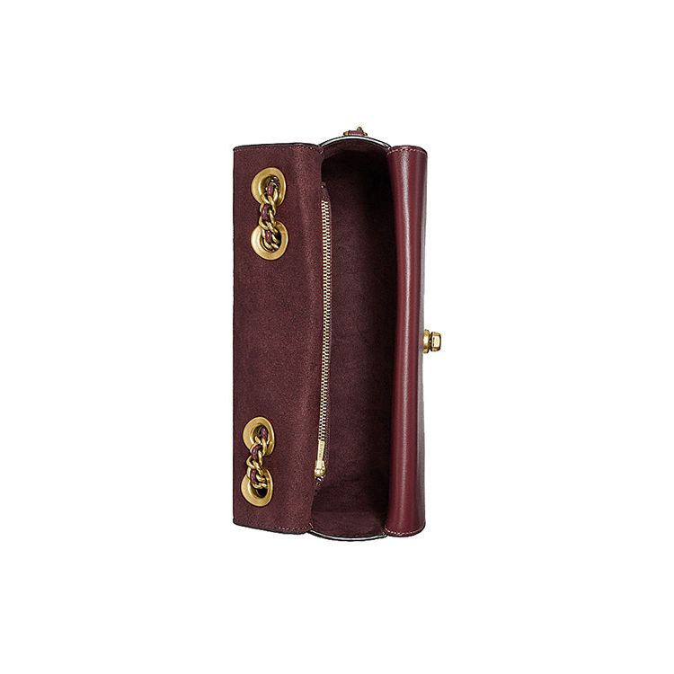 Coach Madison 23 Glossy Flap Chain Leather Small Square Crossbody Shoulder Bag Women Bags Burgundy 5211-B4WN