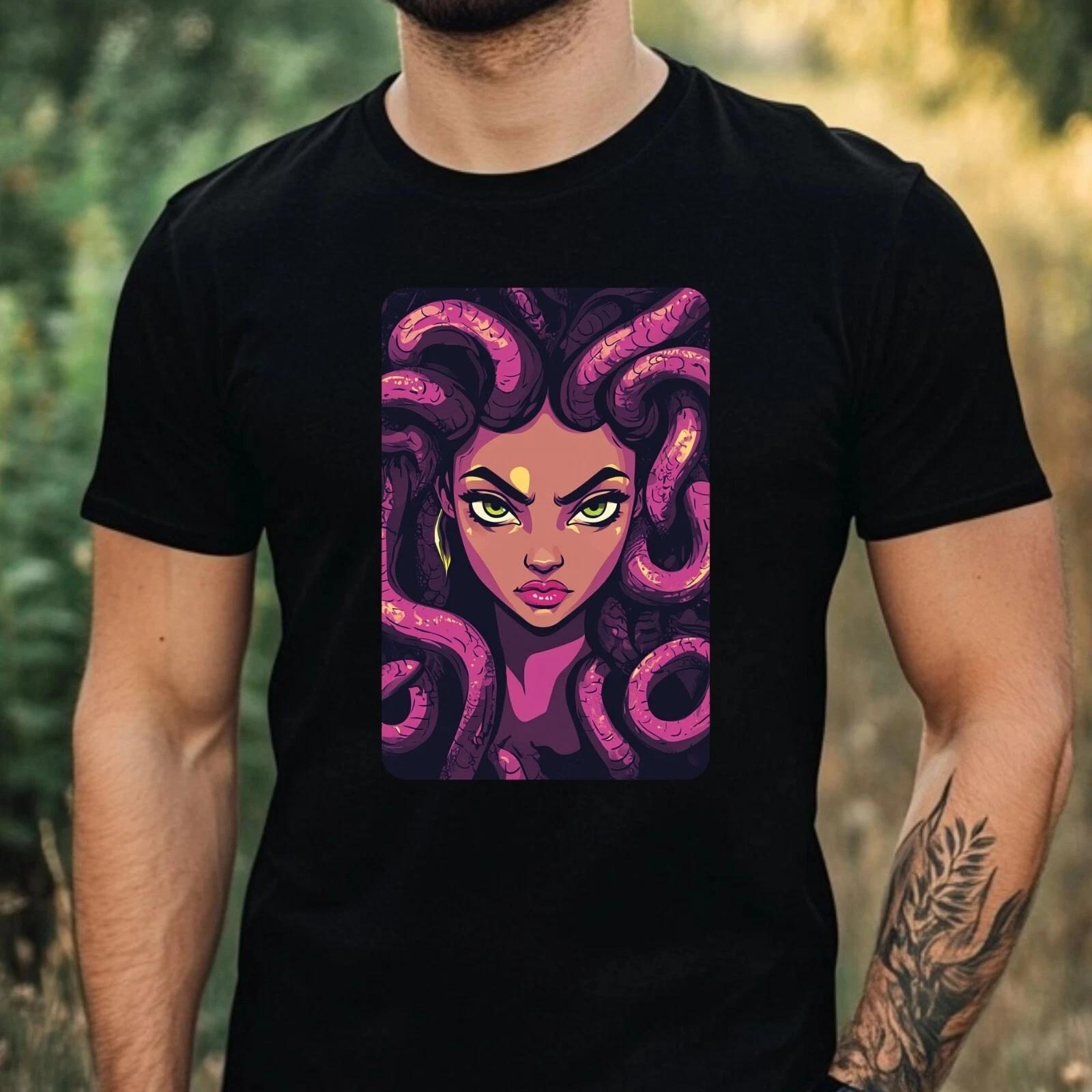 T-Shirt Herren Medusa Cartoon Motiv Baumwolle Größe XS bis 5XL XXXXL