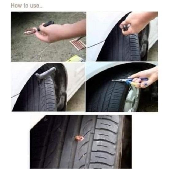 New Tubeless Tyre Puncture Kit Repair Strip 1 Cutter, 1 Slotion and 30 pieces Strip box (30 Pieces+1Cutter+1Slotion)