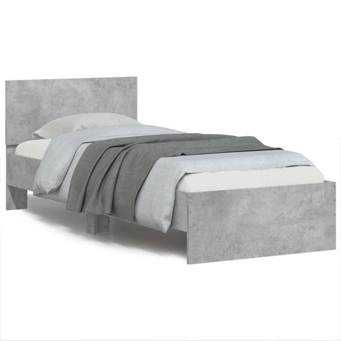 VidaXL Bed Frame with Headboard Concrete Grey 90x200 Cm 838627
