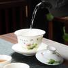 Good value goods suet jade porcelain kung fu tea set business merchandise gifts can be done