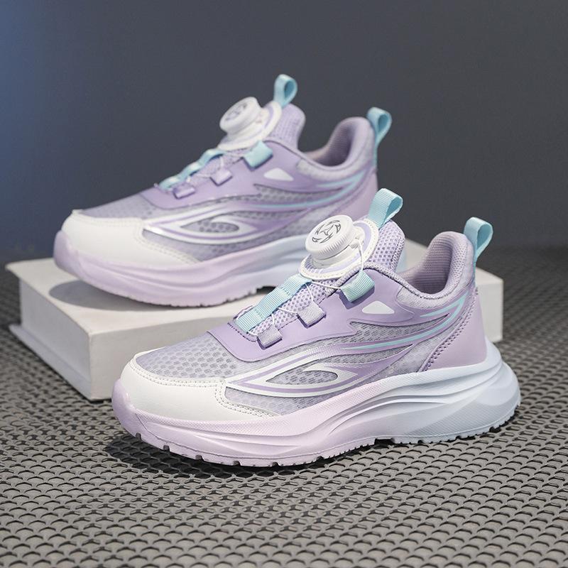 Girls' Shoes New Mesh Shoes In Summer 2025 Medium and Older Children's Casual Rotating Buckle Boys' and Primary School Students' Sports Running Shoes